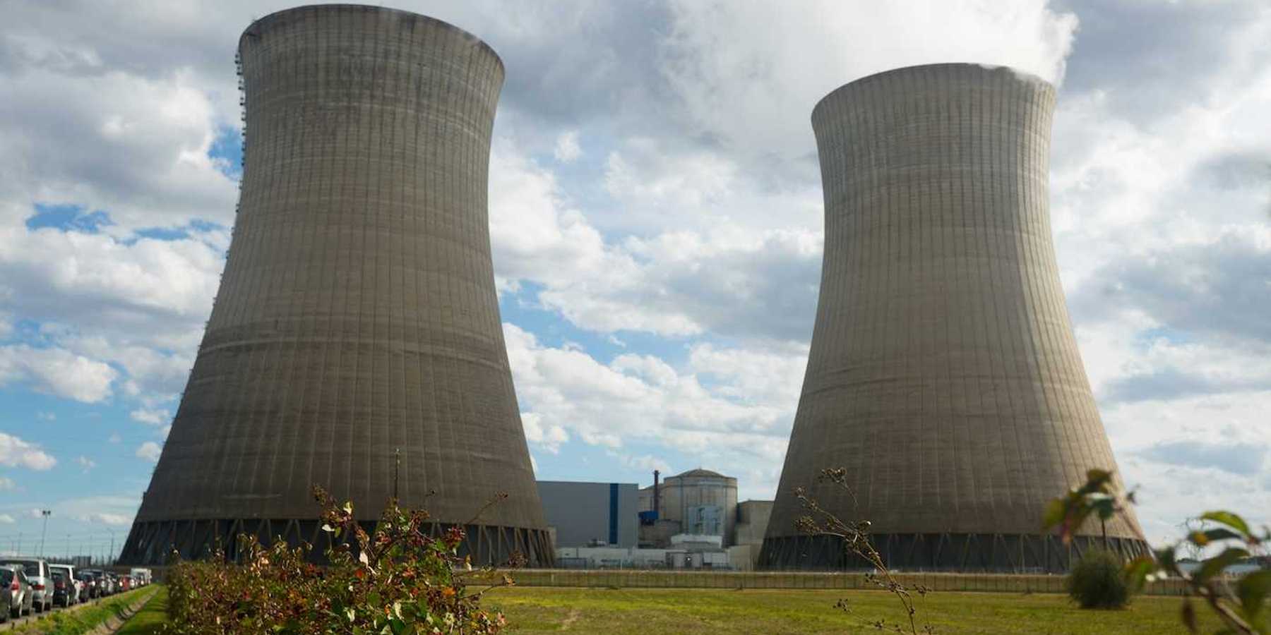 Twin cooling towers at nuclear power plant