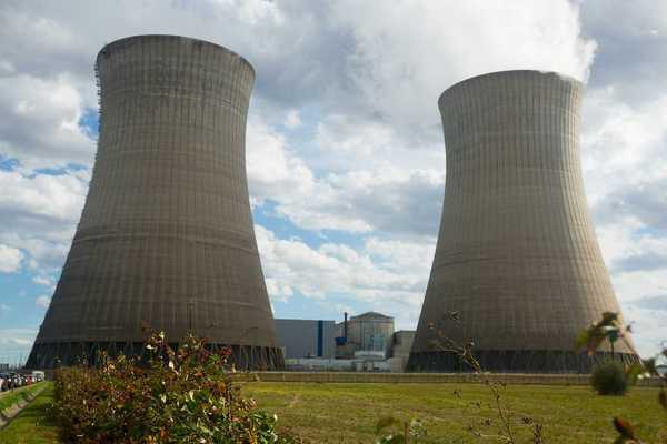Twin cooling towers at nuclear power plant