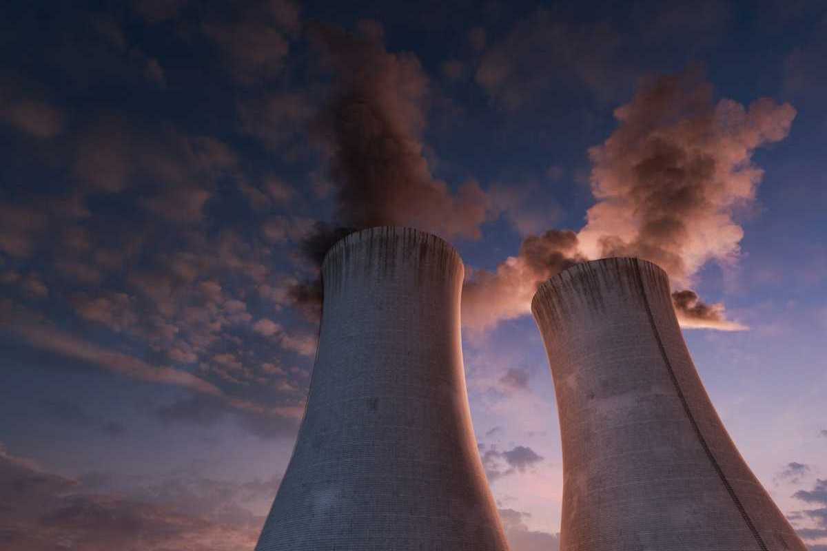 Twin nuclear power plant cooling towers