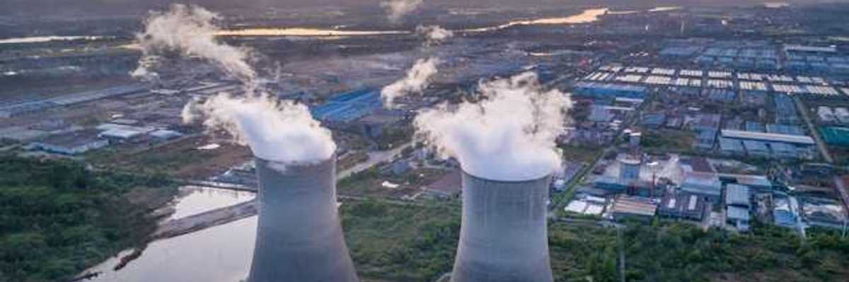 Two towers at a coal power plant