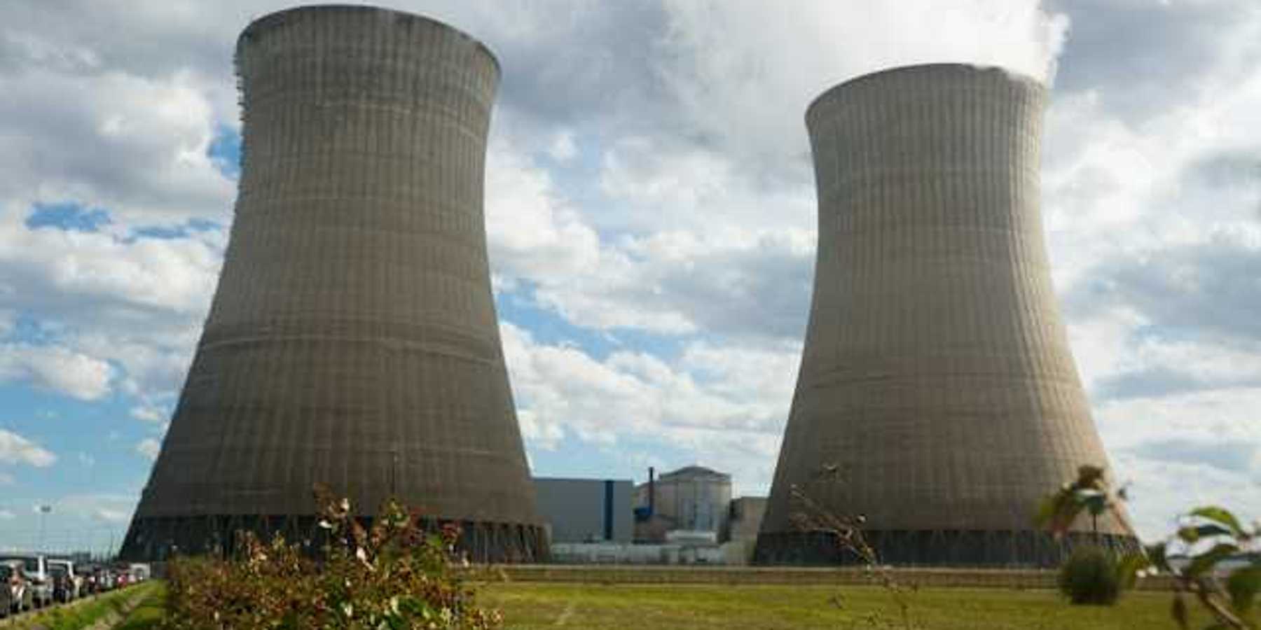 Two towers at a coal power plant