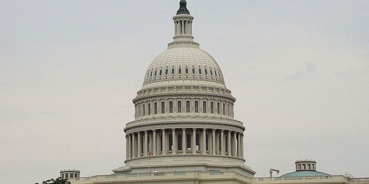 U.S. Senate building in Washington DC on a cloudy day
