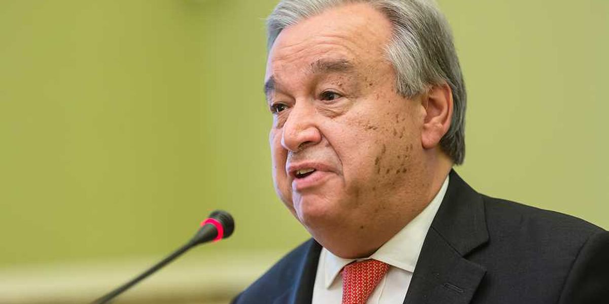 United Nations Secretary-General Antonio Guterres speaking into microphone