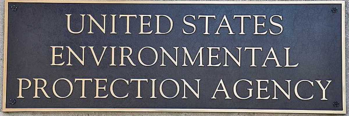 United States Environmental Protection Agency (EPA) sign at the headquarters building in Washington, DC.