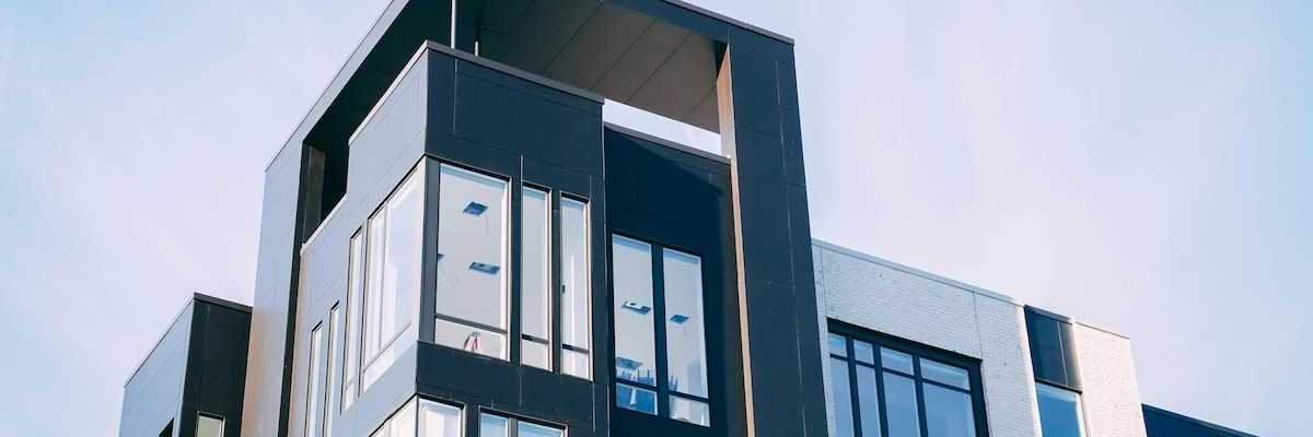 Upper floors of a multi-story apartment building. Climate friendly housing