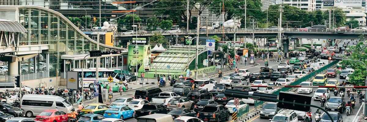 Urban inner city traffic jam
