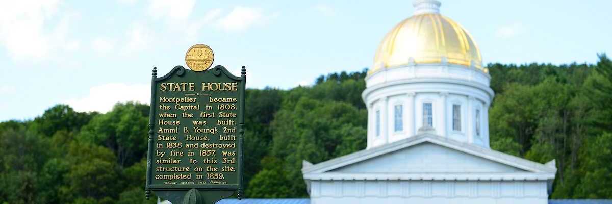 Vermont State House, Montpelier, Vermont, USA. Vermont State House is Greek Revival style built in 1859.