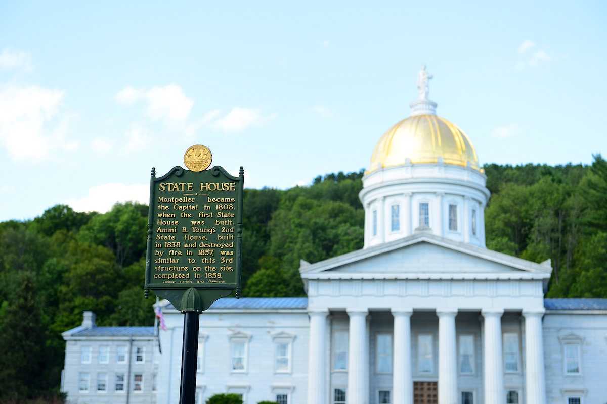 Vermont State House, Montpelier, Vermont, USA. Vermont State House is Greek Revival style built in 1859.
