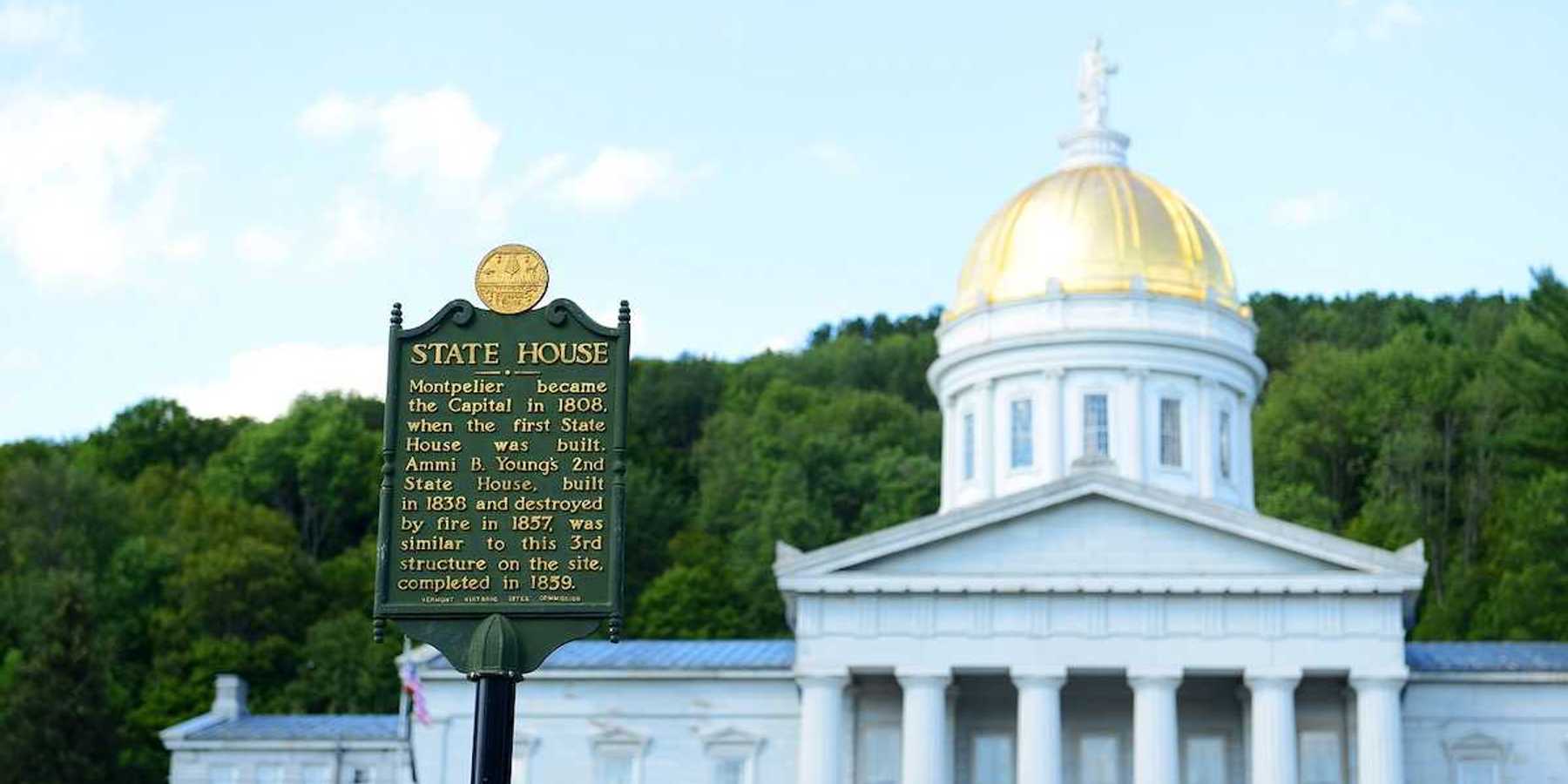 Vermont State House, Montpelier, Vermont, USA. Vermont State House is Greek Revival style built in 1859.