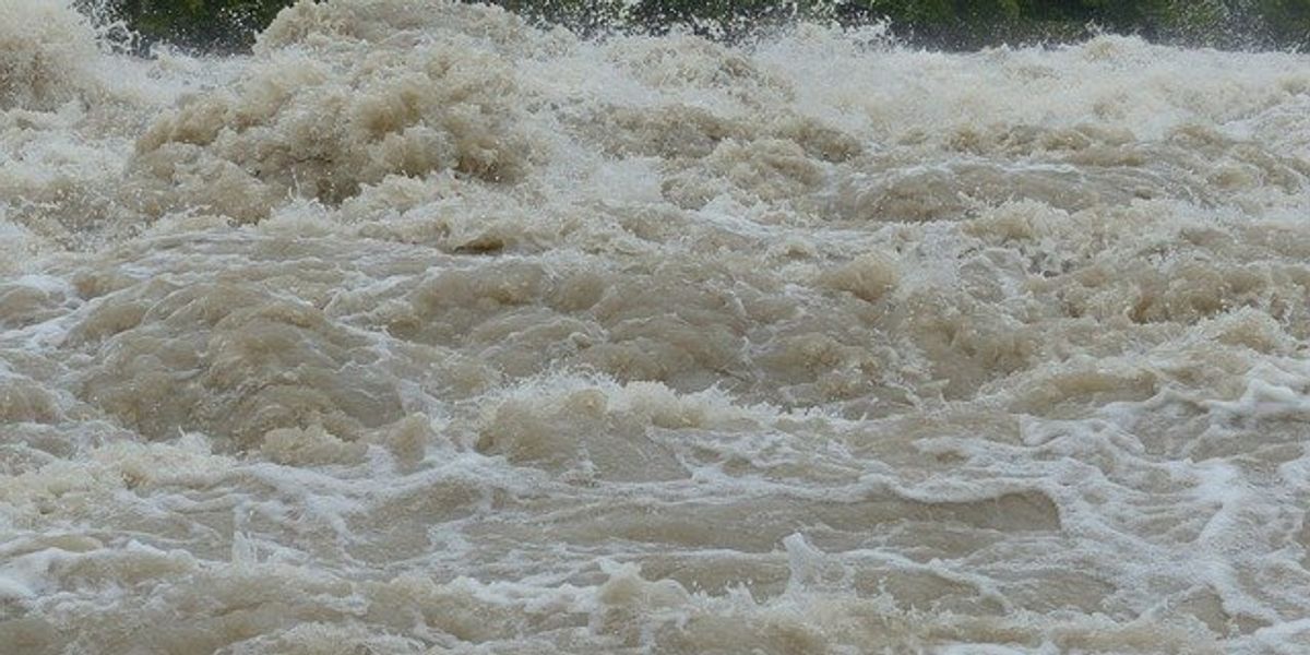 Water churning during a flash flood