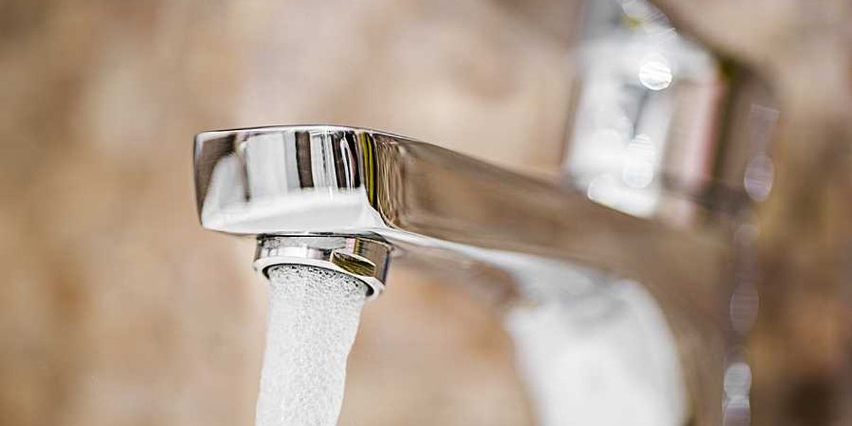 Water coming from a kitchen faucet