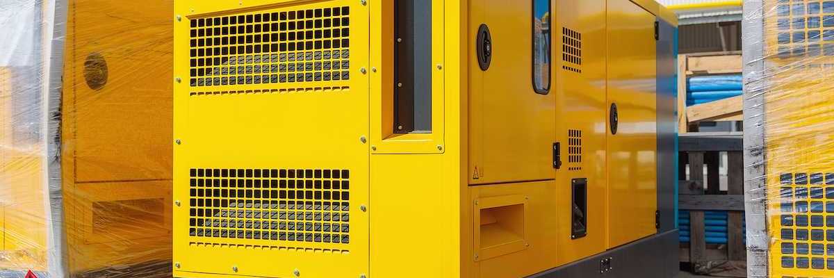 Yellow diesel generator for general construction works and emergency services.
