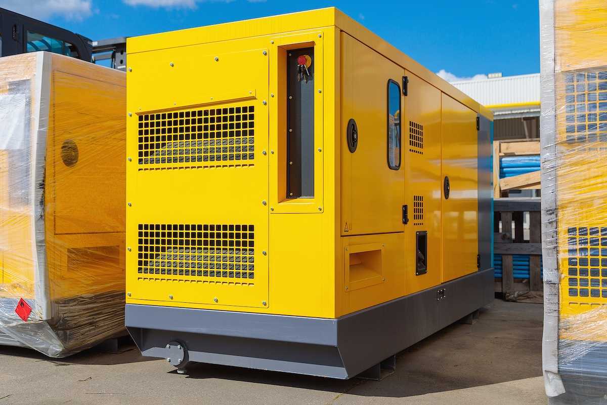 Yellow diesel generator for general construction works and emergency services.