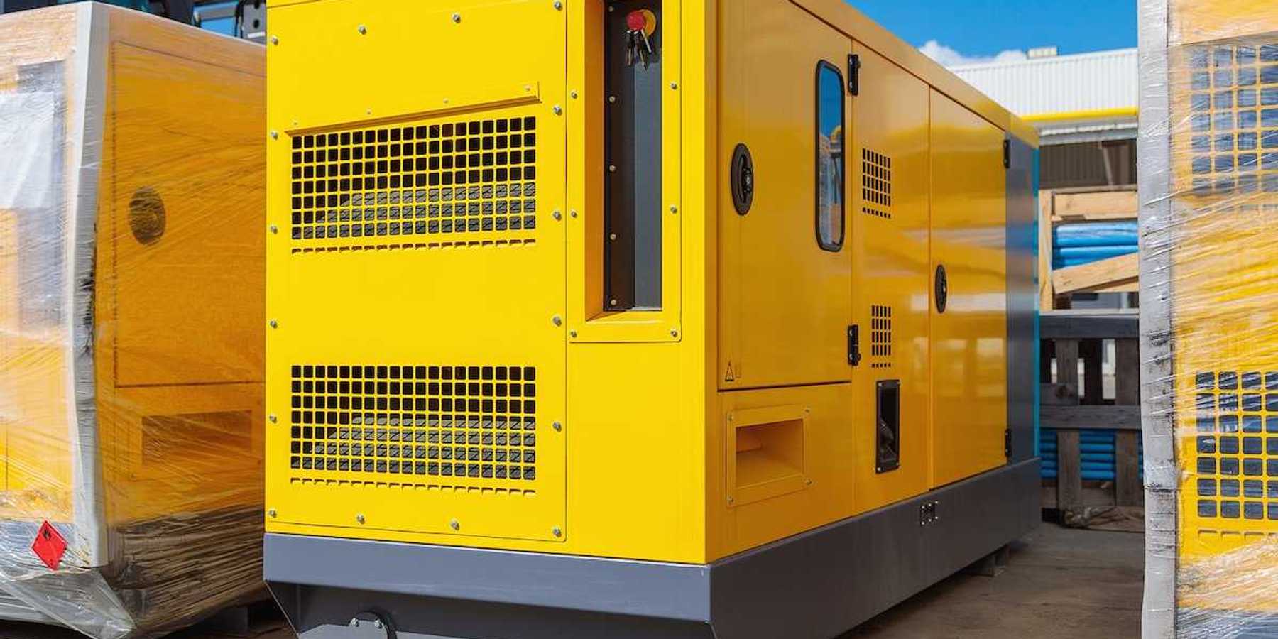 Yellow diesel generator for general construction works and emergency services.